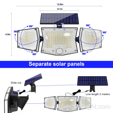 2023 Nuevas luces de pared de seguridad solar LED de anochecer a amanecer las luces de inundación del sensor de movimiento solar con remoto para el garaje exterior
